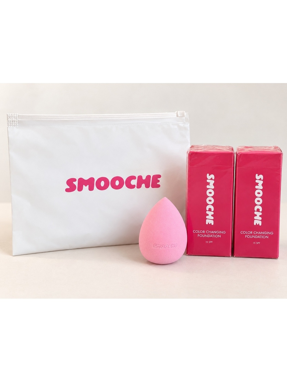 Smooche Color-Changing Foundation Bundle — 2 Boxes + Blender & Zip Pouch